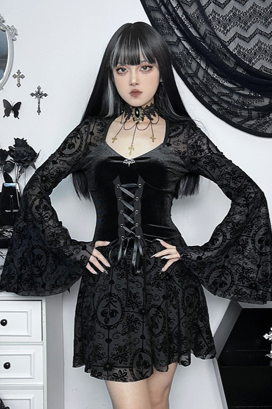 Lace Patchwork Halloween Gothic Dress