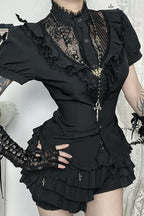Gothic Slim Lace Patch Blouse