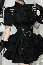 Gothic Short Sleeve Fitted Blouse