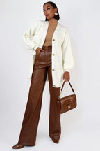 V-Neck Loose Fit Long Knit Cardigan