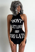 Street Style Sexy Letter Print Cutout Bodycon Mini Dress