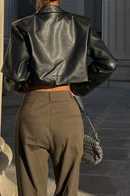 Zip-Up Faux Leather Coat