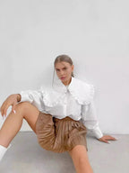 Loose Cotton Babydoll Blouse