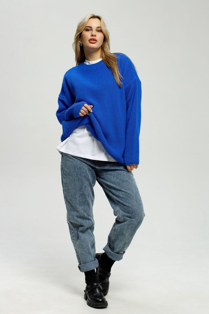 Loose Fit Crew Neck Knit Sweater