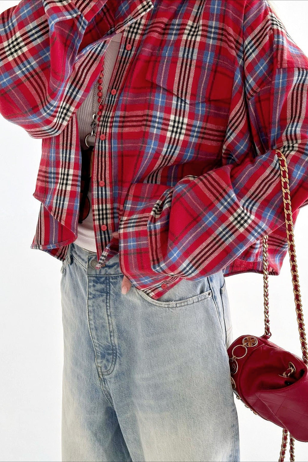 Vintage Plaid Long Sleeve Jacket