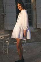 Fitted Ruched Cardigan Style Boho Dress