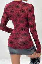 Slim Fit See Through Mesh Blouse