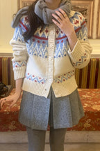 Thick Fair Isle Jacquard Cardigan Sweater