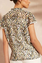 Elegant Lace Detail V-Neck Blouse