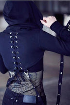Eyelet Lace-Up Gothic Halloween Hoodie