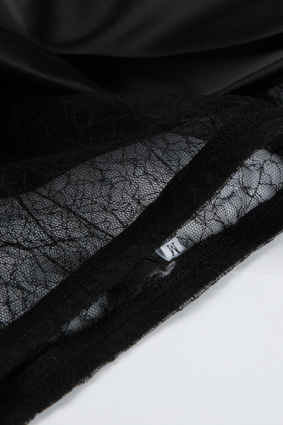 Lace Appliqué Asymmetrical Maxi Skirt