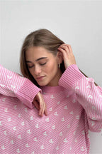 Sailboat Pattern Crew Neck Knit Sweater