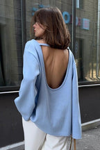 Backless Loose Fit Knit Blouse