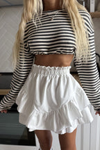 Ruffled High Waist Tiered Skirt