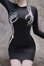 Punk Style Long Sleeve Mini Dress