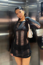 Knit Cut Out Backless High Waist Mini Dress