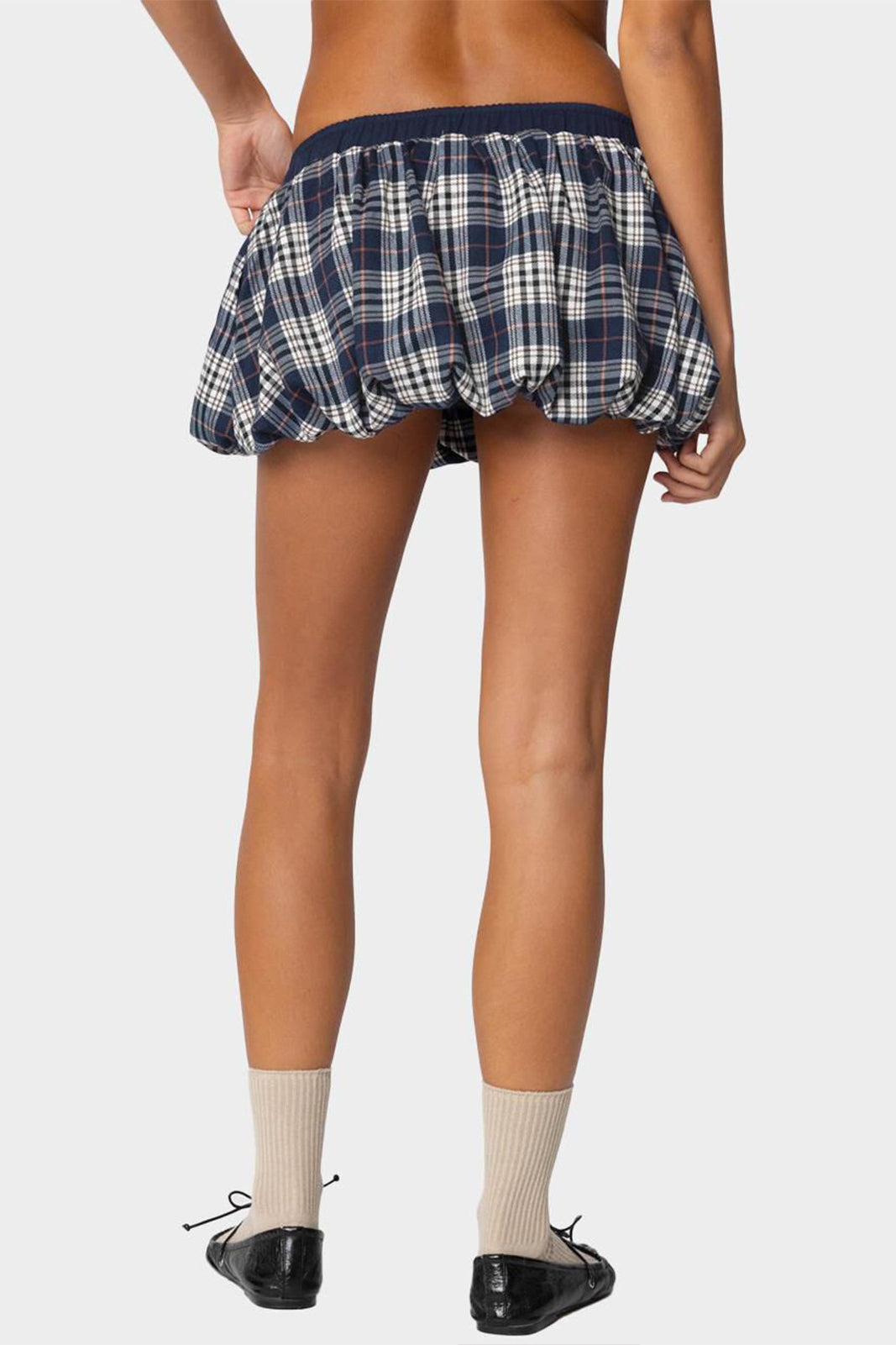 Y2K Plaid Faux Button Skirt with Built-in Shorts Skirt