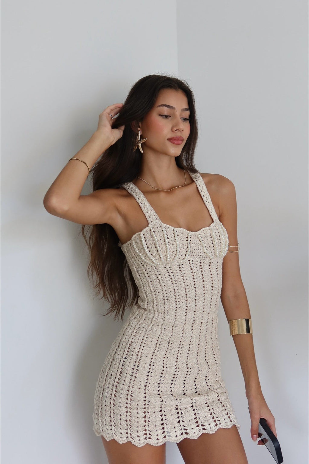 Hollow Out Knit Cami Boho Dress