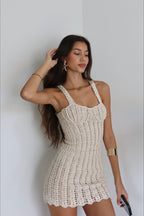 Hollow Out Knit Cami Boho Dress