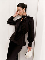 V-Neck Tie Slim Fit Blouse