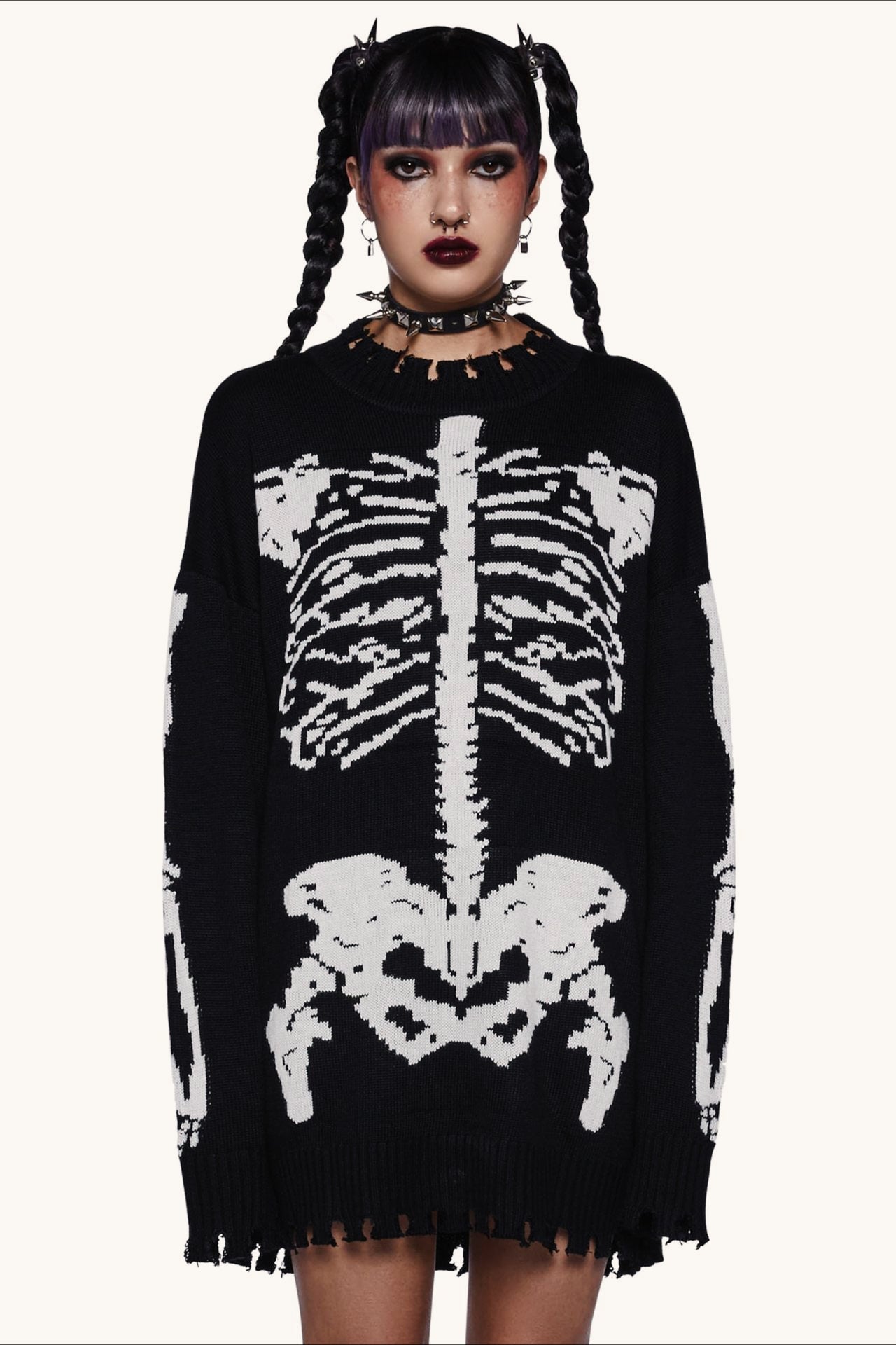Y2K Gothic Skull Oversized Sweater