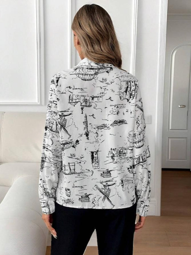 Blue Striped Casual Blouse