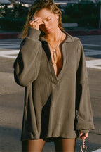 Sexy V Neck Knit Collar Blouse