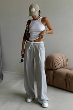 Tie Waist Two Piece Look Trousers Pants