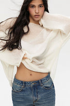 Hollow Out Bell Sleeve Knit Sweater