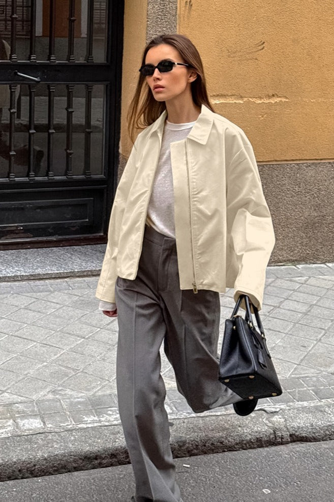 Loose Fit Khaki Cotton Jacket