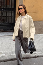 Loose Fit Khaki Cotton Jacket