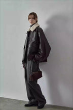 Spring Oversized Faux Leather Coat