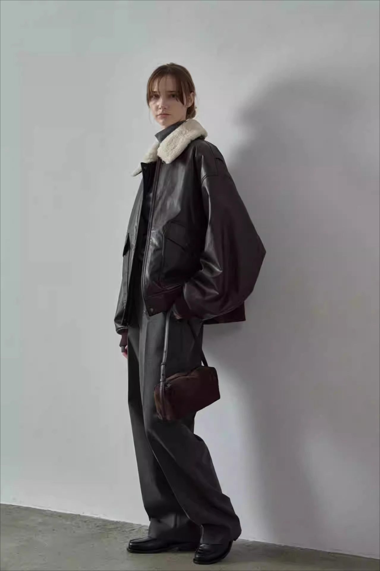 Spring Oversized Faux Leather Coat