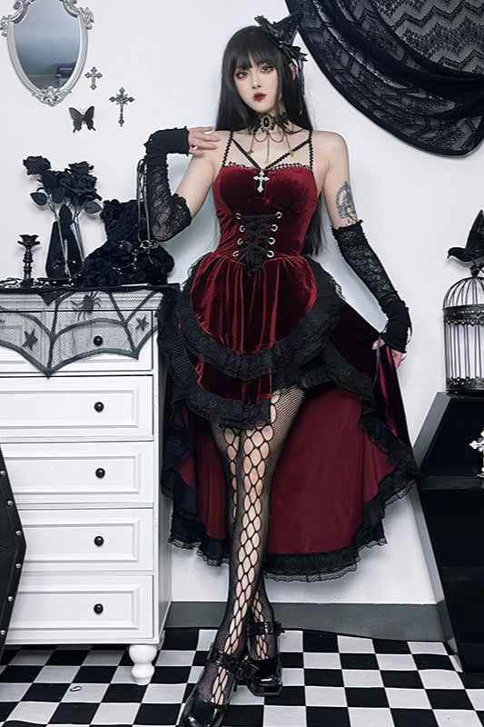 Gothic Lace-Up Waist Halloween Dress