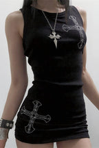 Sleeveless Sparkle Gothic Mini Dress
