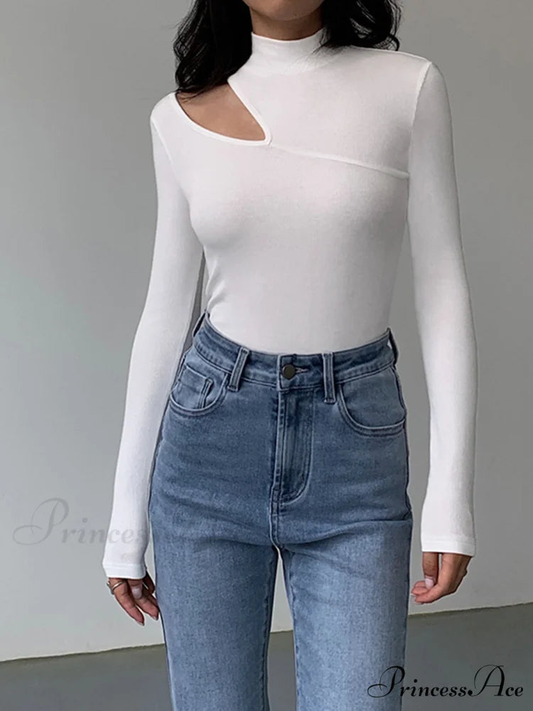 Easy On Me Cutout Modern Mock Neck Long Sleeve Top