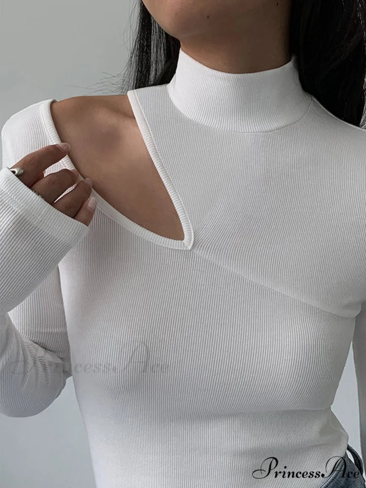 Easy On Me Cutout Modern Mock Neck Long Sleeve Top