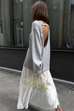 Cotton Loose Fit Off-Shoulder Knit Sweater