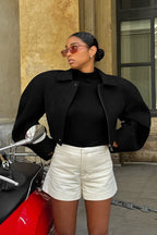 Chic Wool Zip Front Jacket