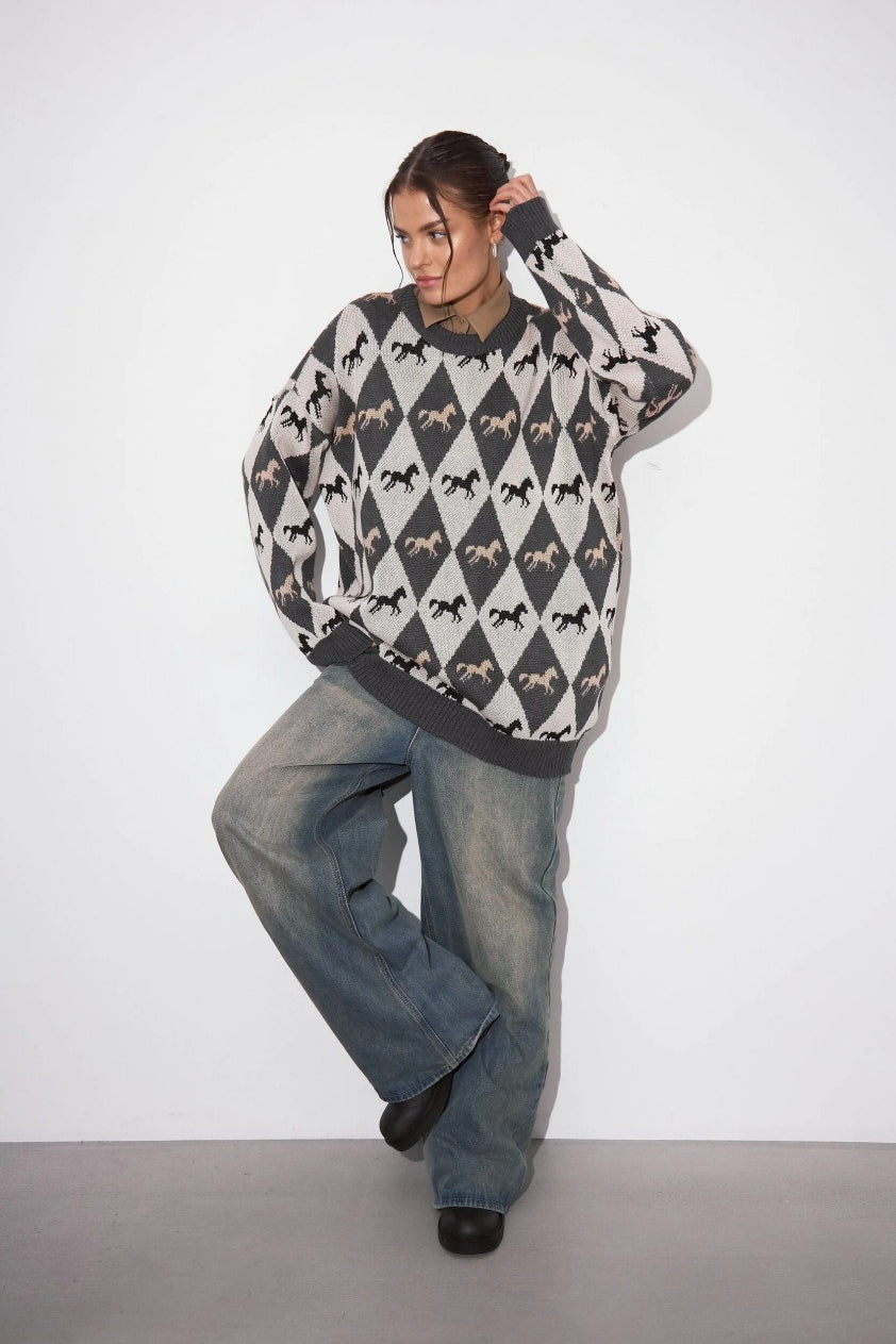 Long Sleeve Colorblock Knit Sweater