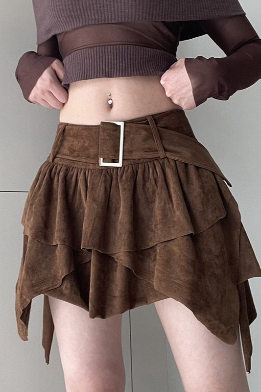 High Waist Layered Asymmetrical Skirt