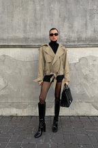 Vintage Khaki Belted Trench Jacket