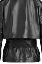 Street Style Cropped Leather Coat