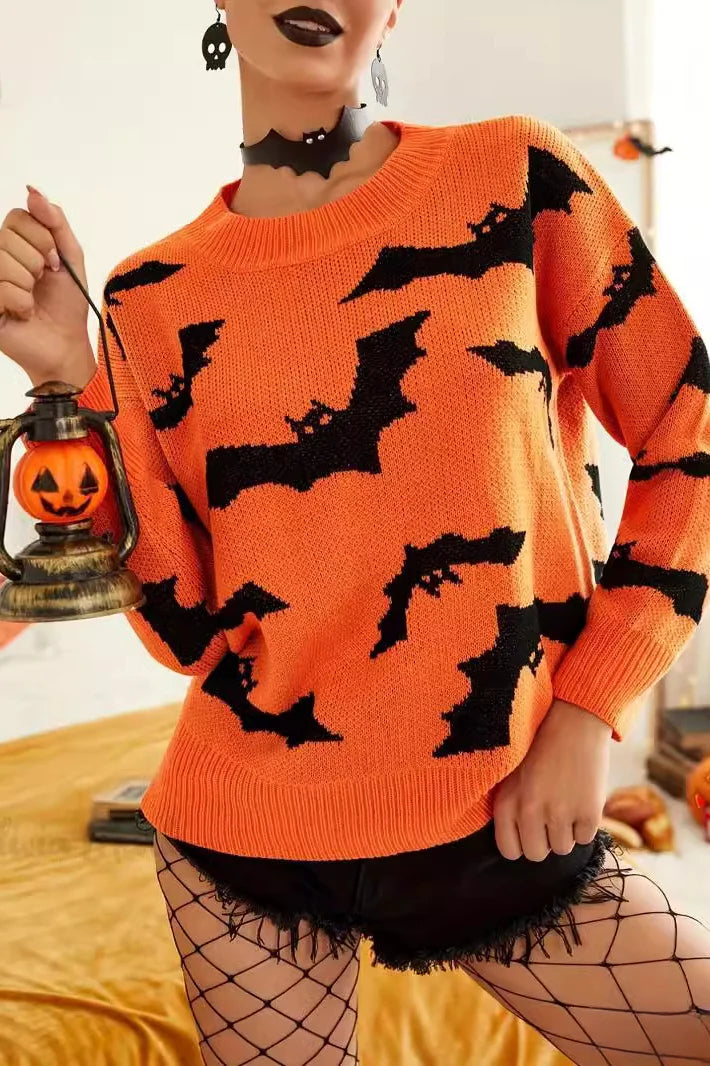 Halloween Jacquard Long Sleeve Sweater