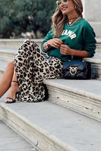 Casual Leopard Print Elastic A-Line Skirt