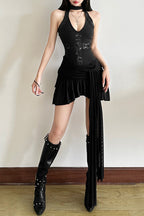 Halter Backless Sequin Mesh Bodycon Mini Dress