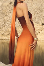 Halter Hollow Out Maxi Floral Dress