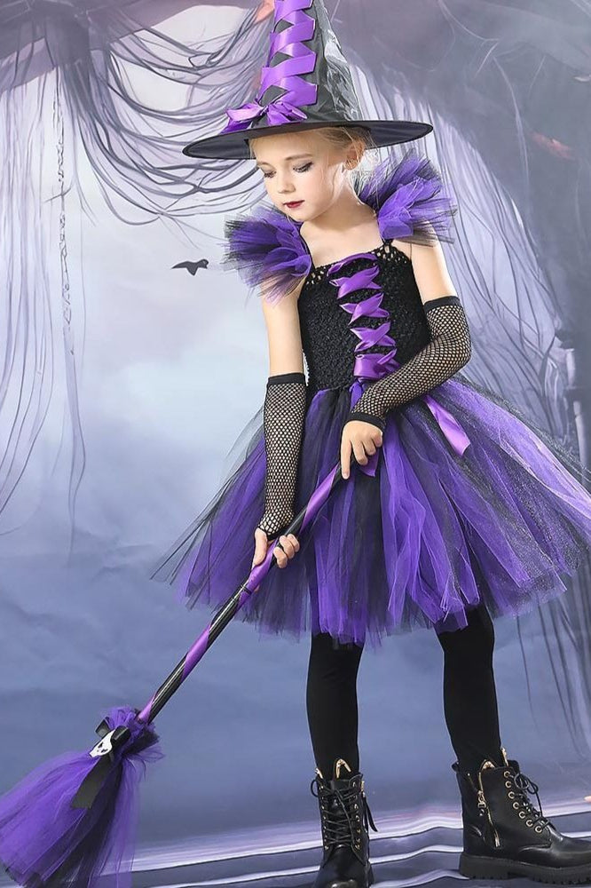 Witch Tulle Dress Kid Halloween Costume