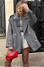 Vintage Casual Lazy-Style Wool Midi Blazer Coat