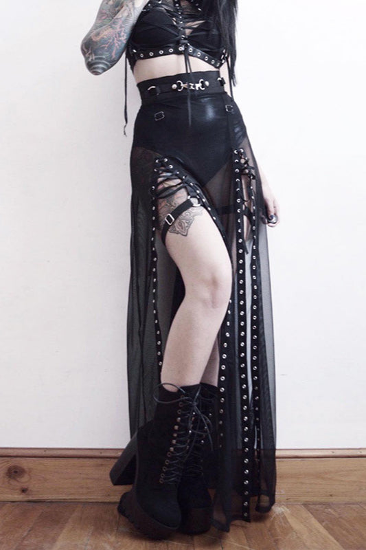 Sexy See-Through Mesh Long Skirt
